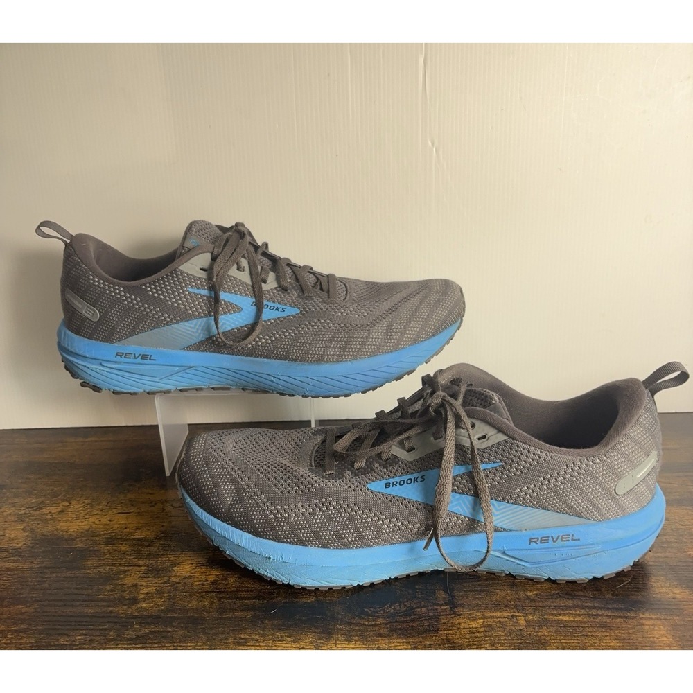 Brooks Revel 6 Sneakers Mens Sz 14D Gray Blue Cushioned Running Training Walking